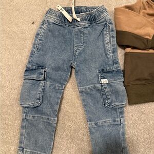 Kids' Blue Cargo Pants with Pockets and Hoodie NEVER WORN